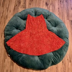 VTG Nomadic Traders Rayon Red Pattern Midi Skirt